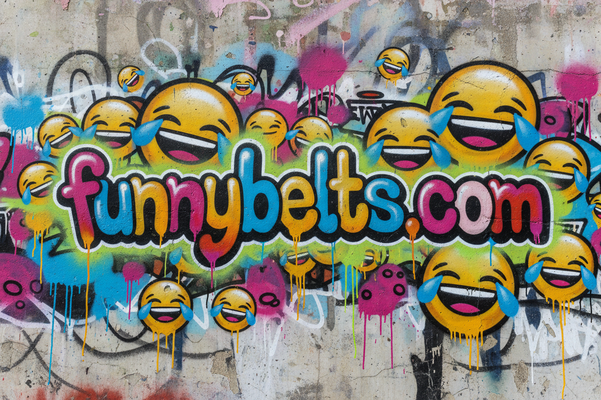 funnybelts.com random graffiti with laughing emojis